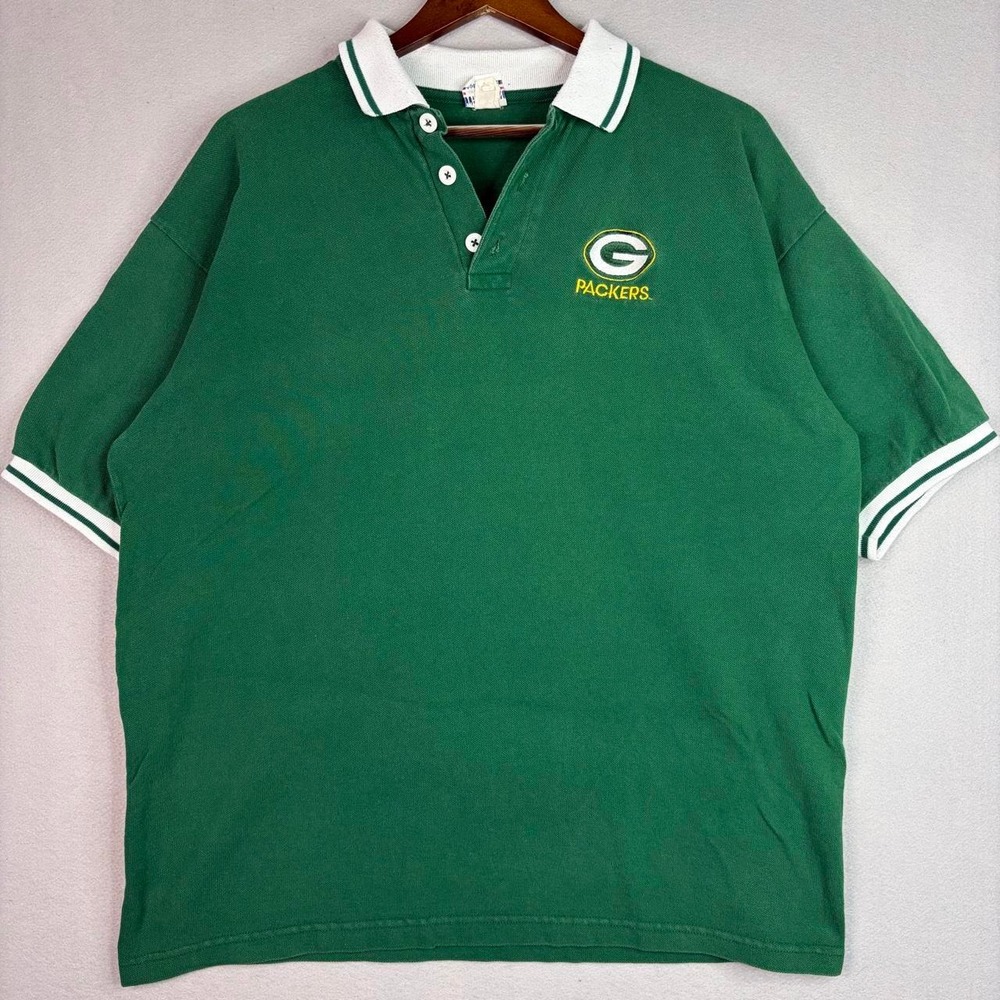 Vintage Green Bay Packers NFL Football True Fan Green Polo Shirt
